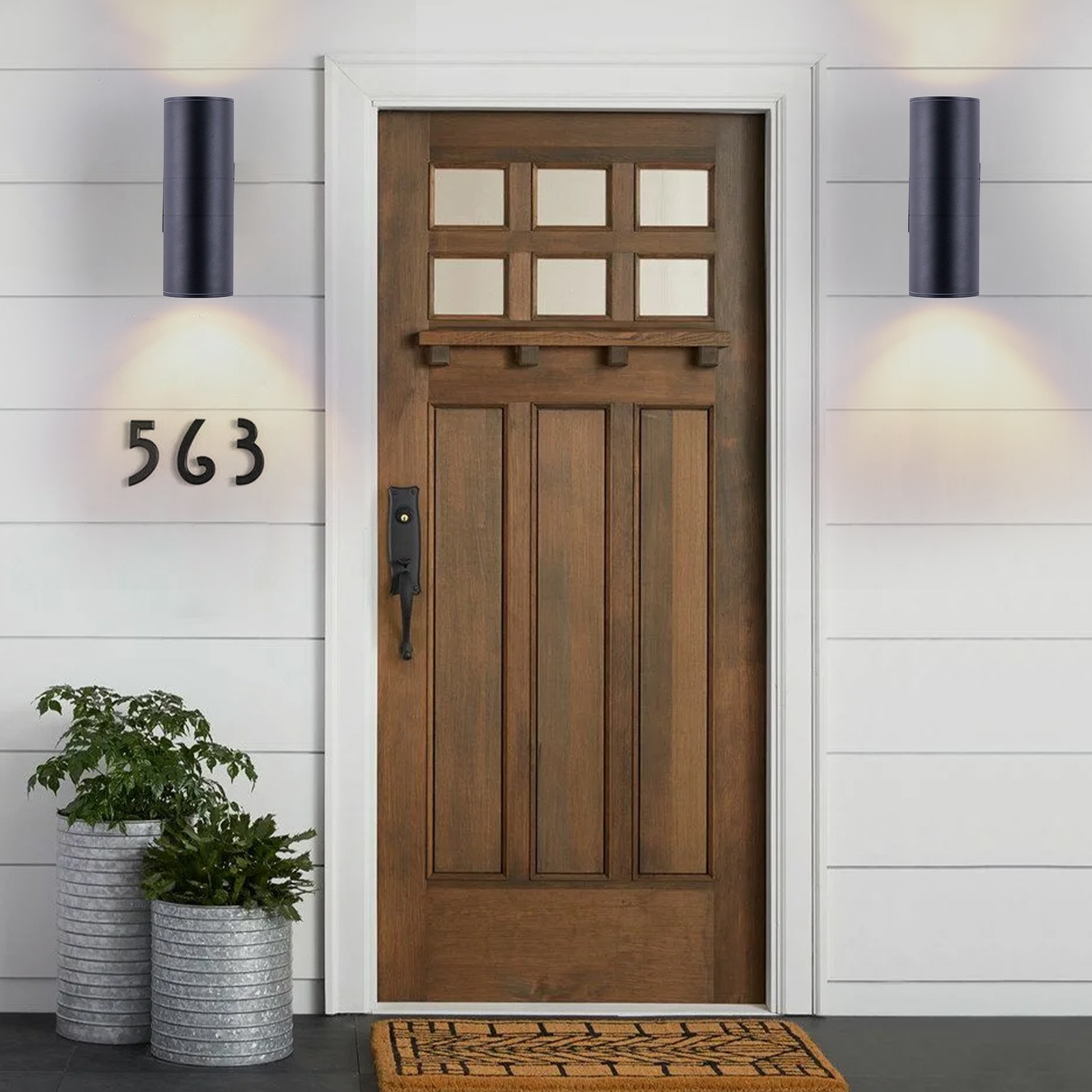 2 Pack 12″ Outdoor Porch Wall Light Aluminum Cylinder Sconce Waterproof Fixture