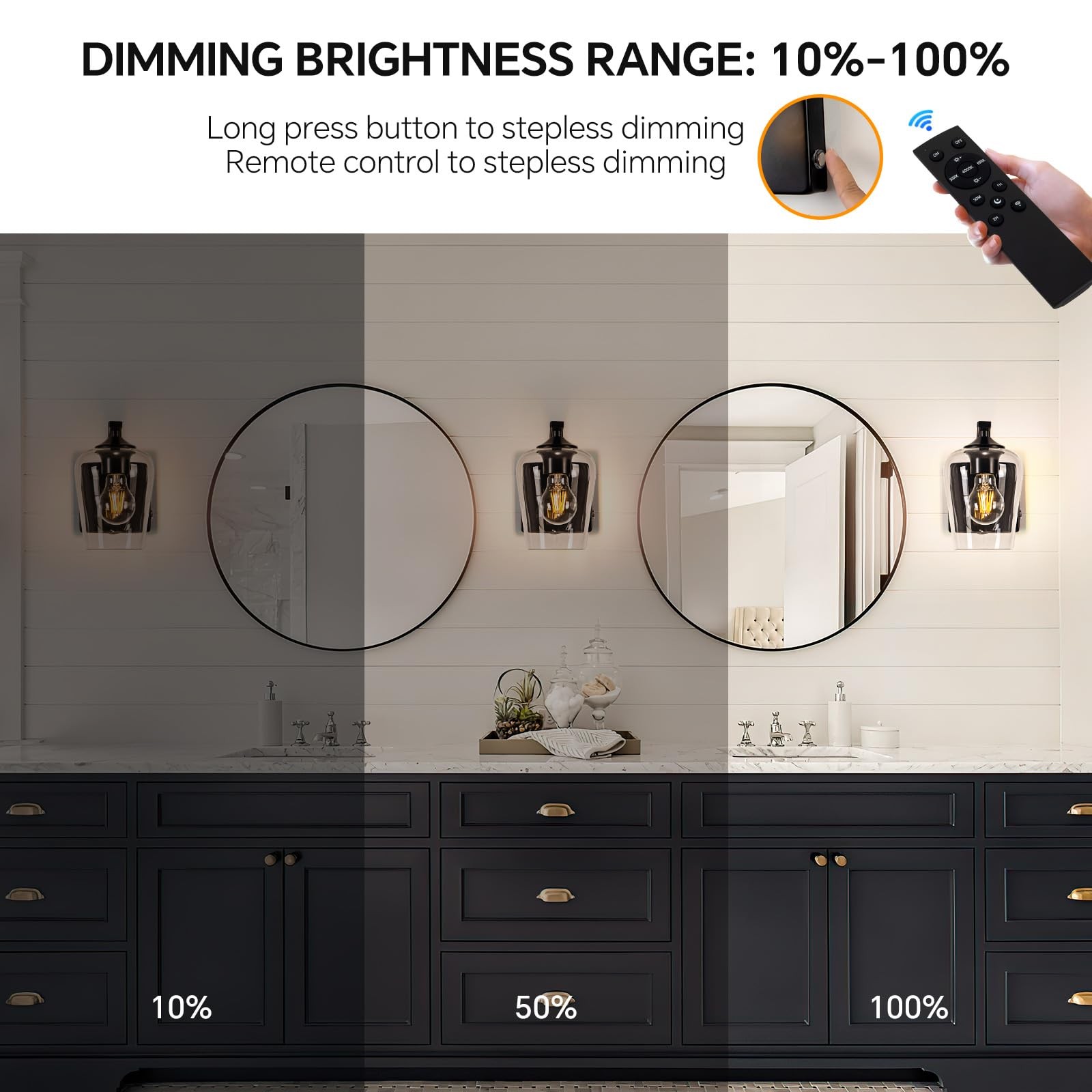 SURPALIG Battery Operated Wall Sconce, Wireless, Rechargeable Wireless Wall L…
