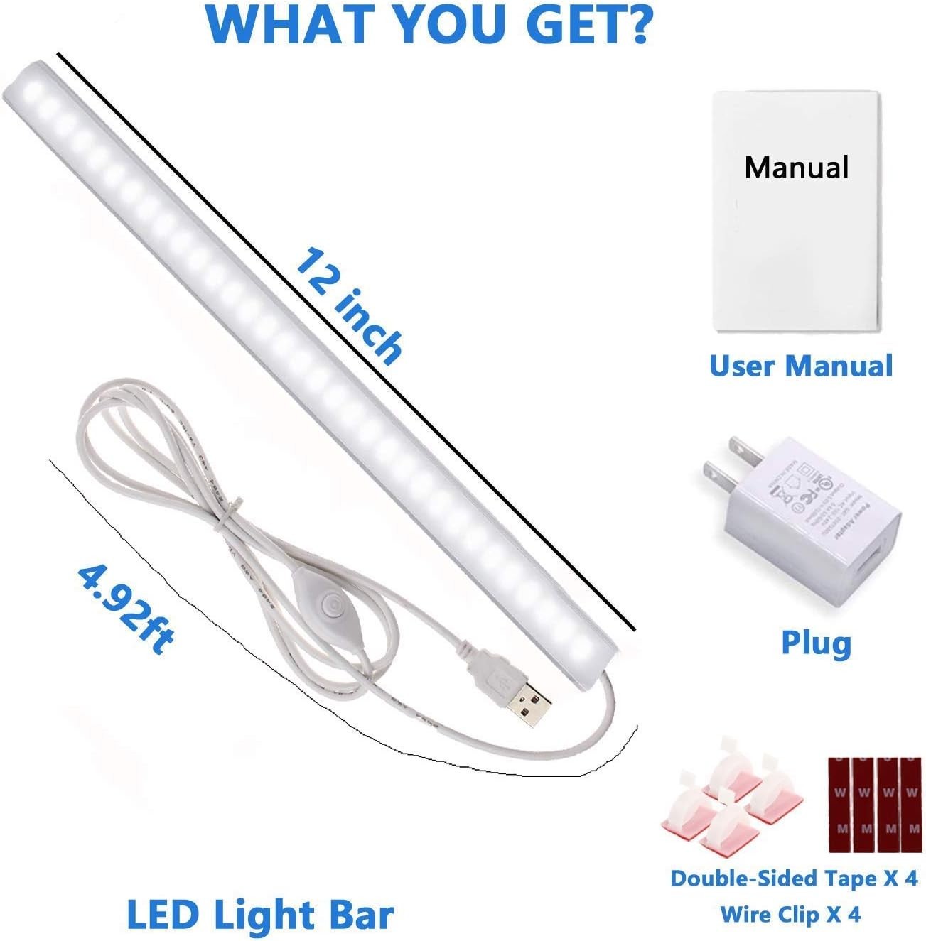 Cold White 6000K 12-Inch Dimmable LED Cabinet Light – Easy Stick-On Installation