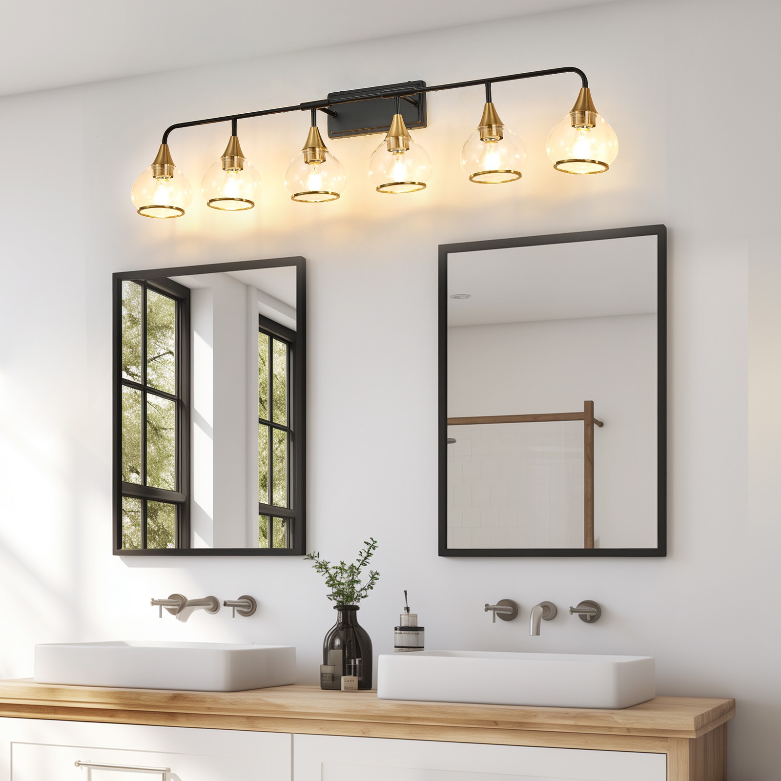 6 Lights 48 Inch Vanity Light LED Sconce Bathroom Mirror Gold Wall Lamp Fixtures
