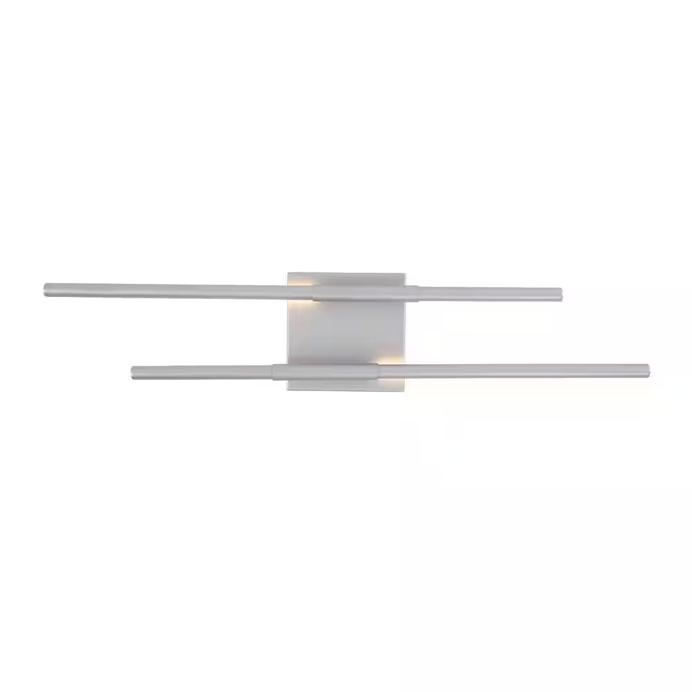 25.7 In. 2-Light Silver LED Vanity Light Bar Dimmable Sconces Wall Lighting for