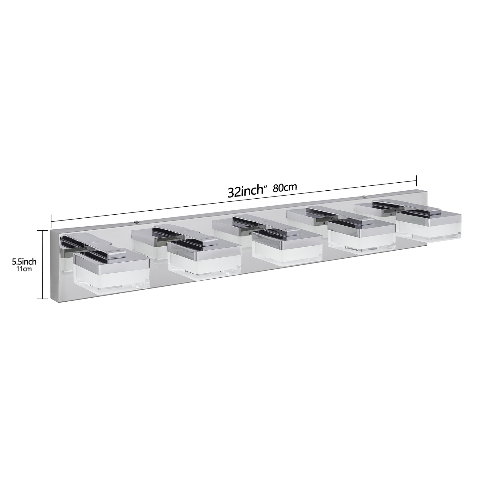 31» Modern Chrome Vanity Light 5 Lights LED Bathroom Mirror Wall Sconce Fixture