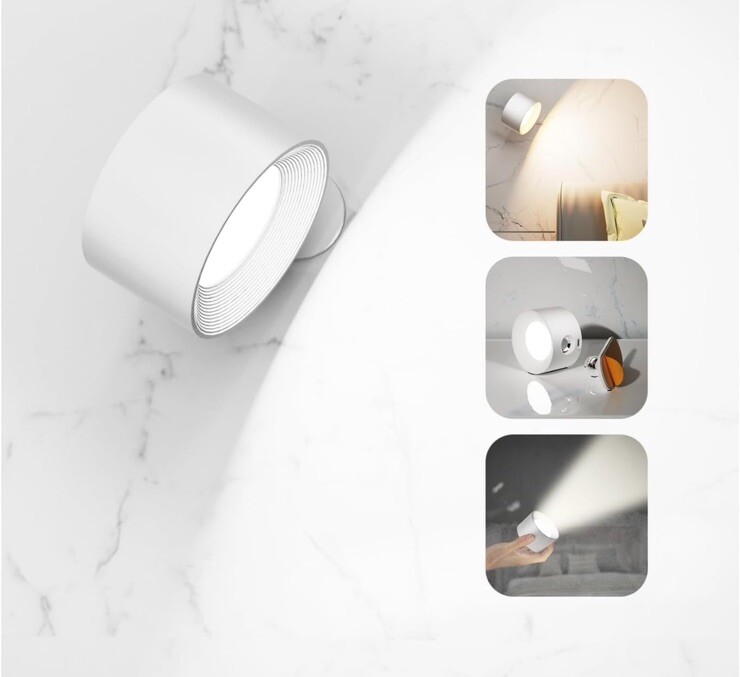 LED Wall Sconce, Wall Mounted Lamp with Rechargeable Battery Operated 3 Colors