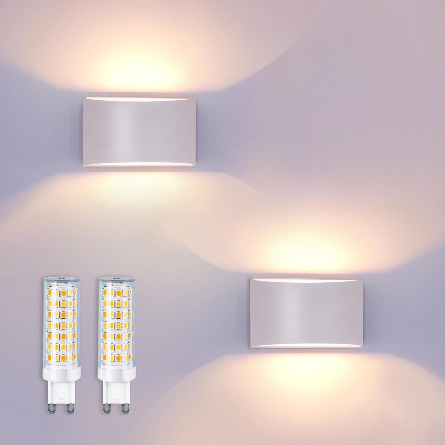 Modern LED Wall Sconce Set of 2, Warm White 3000K, Hardwired Indoor Lights
