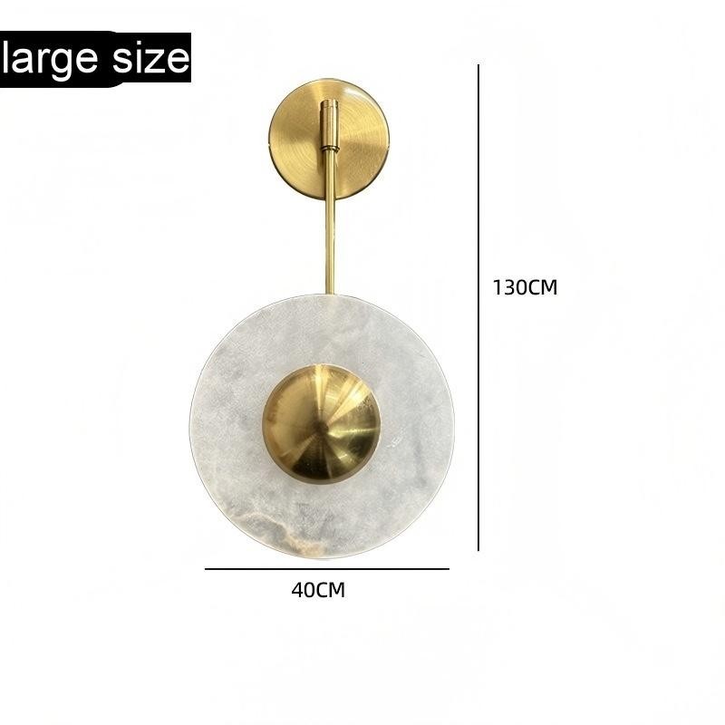 Modern Round Wall Sconce Cloud Stone Shade Brass Accents 10W Warm LED 16 Inch