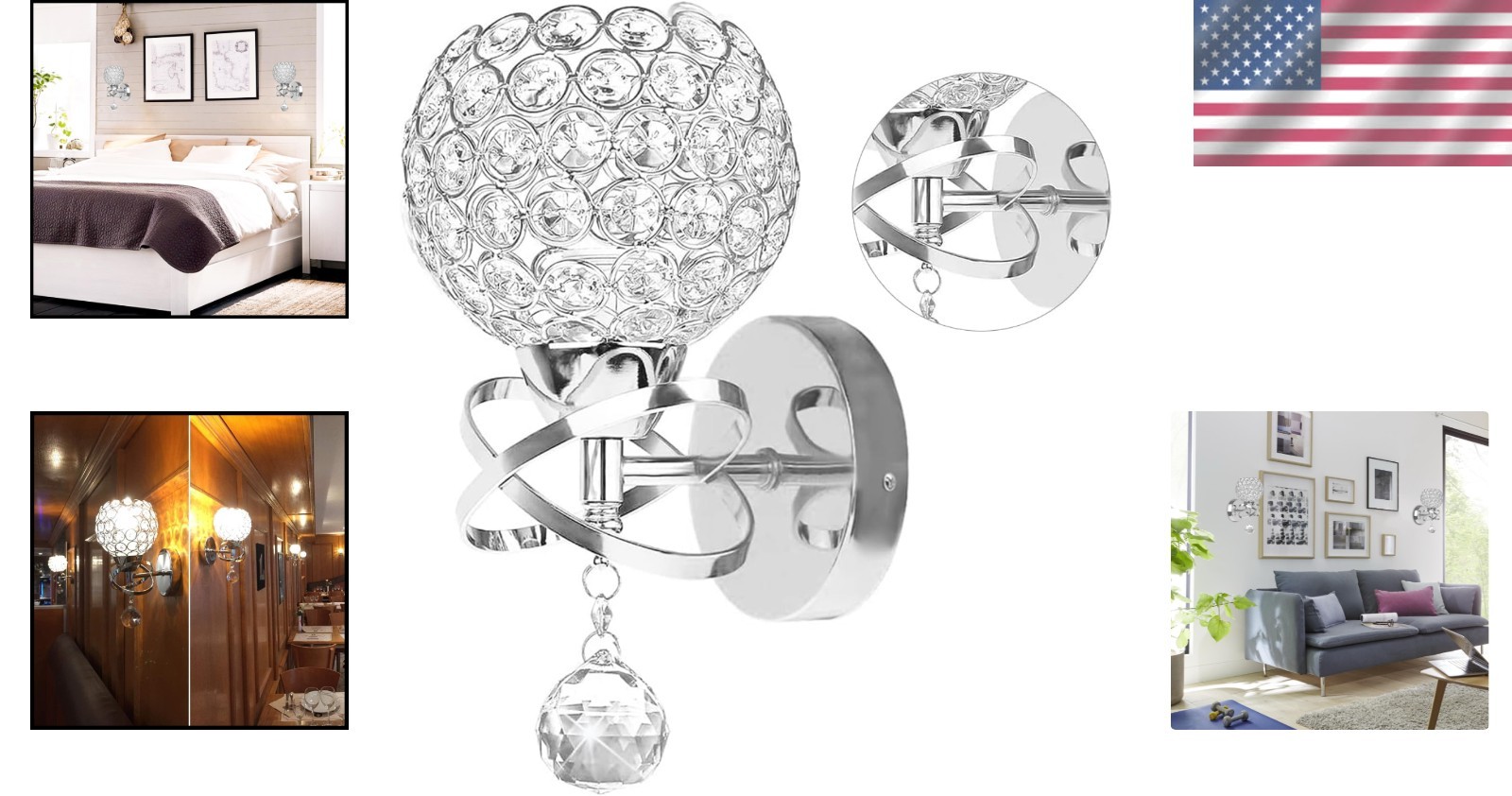 Glamorous Modern Crystal Wall Lighting – Perfect for Bedroom and Living Room
