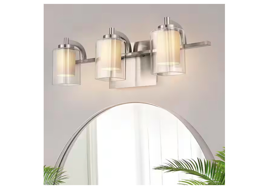 Briignite 21 in. 3-Light Brushed Nickel Vanity Light for Bathroom