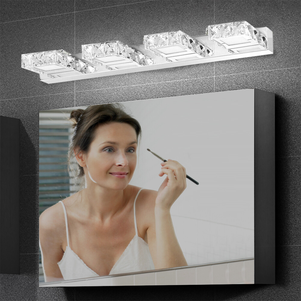 LED 4-Light Bathroom Vanity Light Fixture,Over Mirror Modern Crystal Wall Lamps