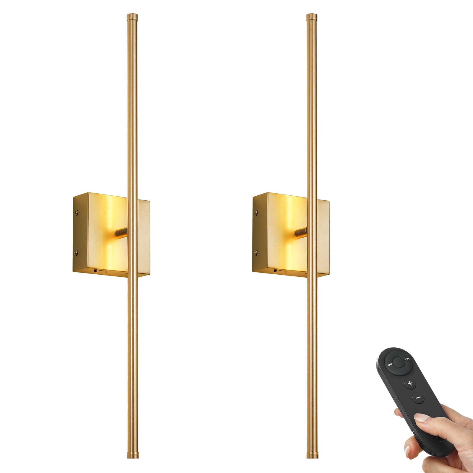 KARTOOSH 28.3 Inch Wall Sconces Battery Operated for Living inch, Gold
