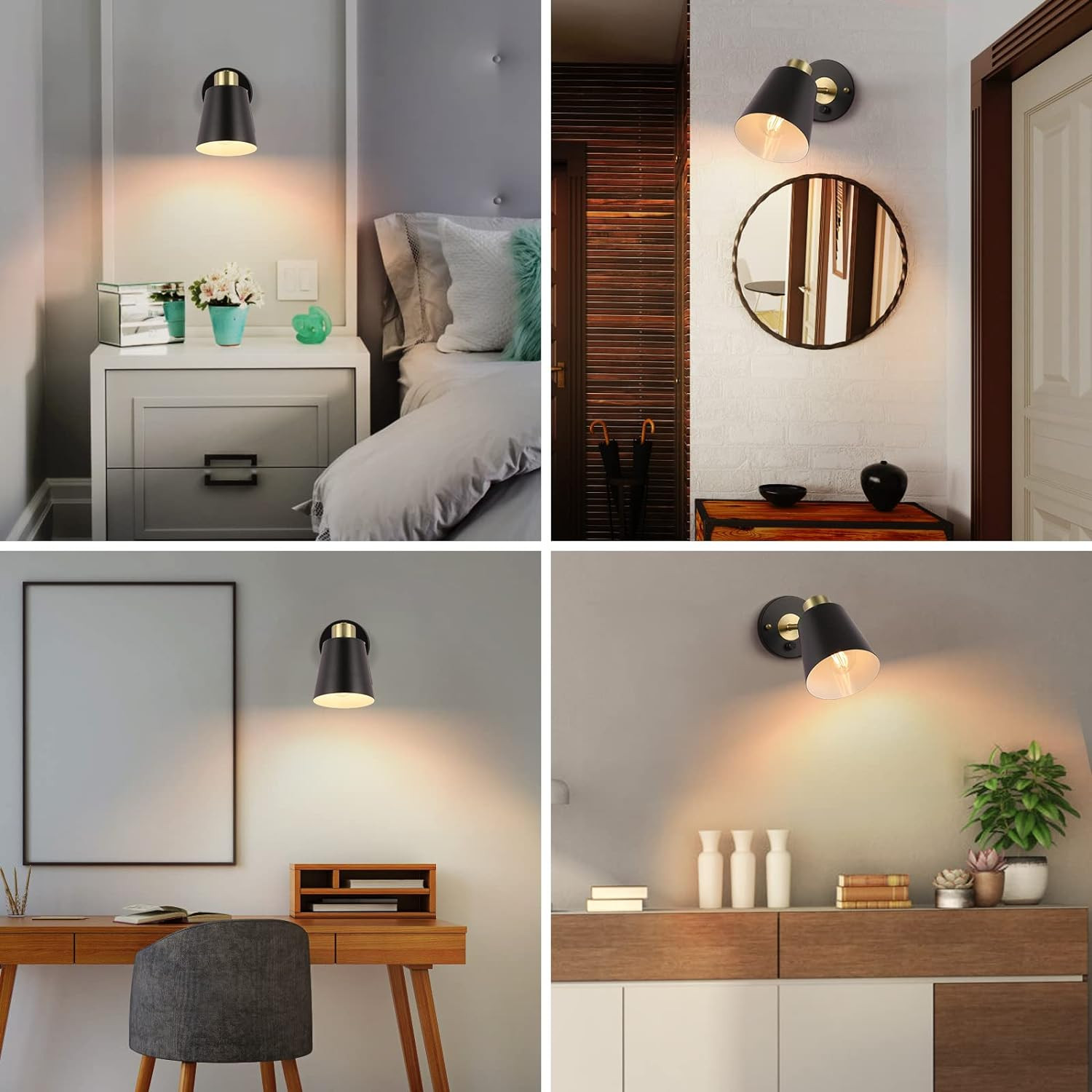 Wall Sconce Plug In, Dimmable Wall Sconces Adjustable Wall Lights with Plug in C
