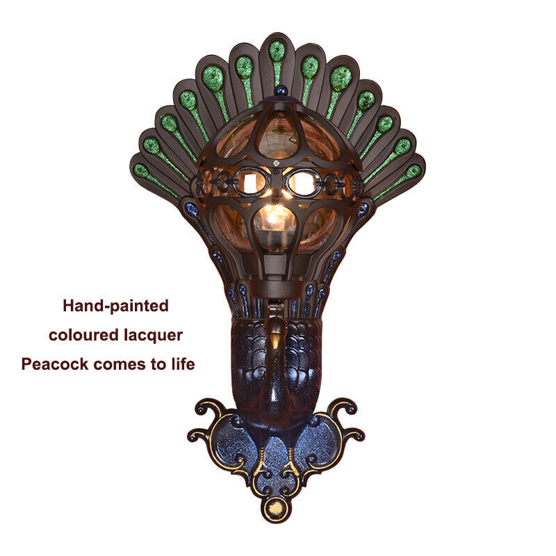 E26 Antique Vintage Peacock Wall Light Waterproof Fixture Wall Sconce Porch Lamp
