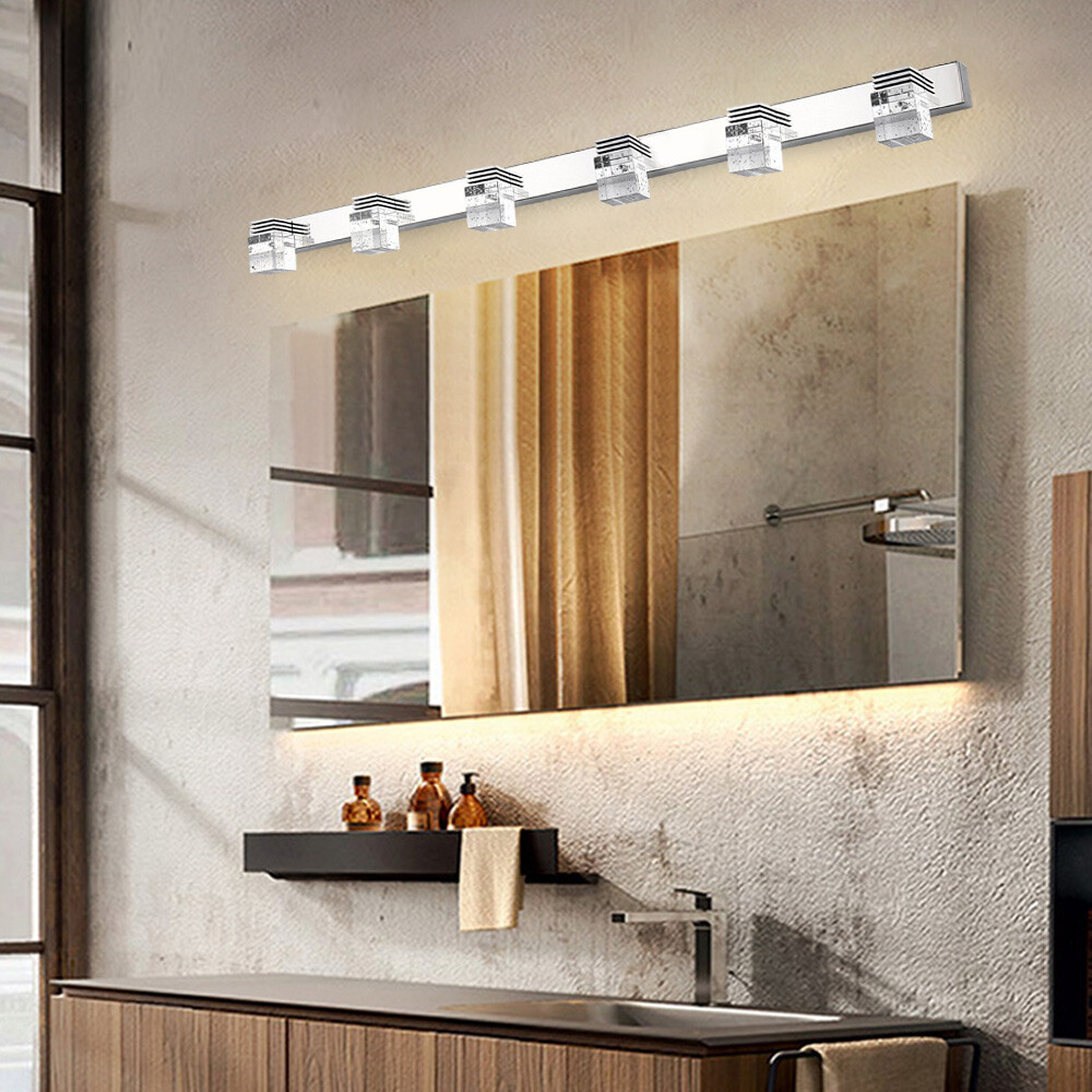 Modern 6 Heads Bathroom Vanity LED Crystal Mirror Light Front Wall Lamp Fixture