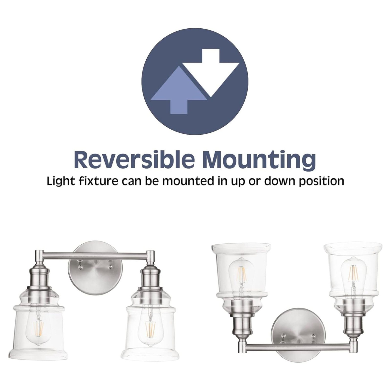 Prominence Home Eaton Ridge 2 Light Brushed Nickel Vanity Light with Clear Glass