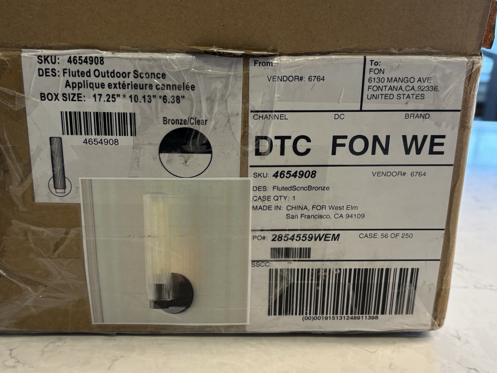 Nice! West Elm Weston Fluted Indoor/Outdoor Clear glass Wall Sconce