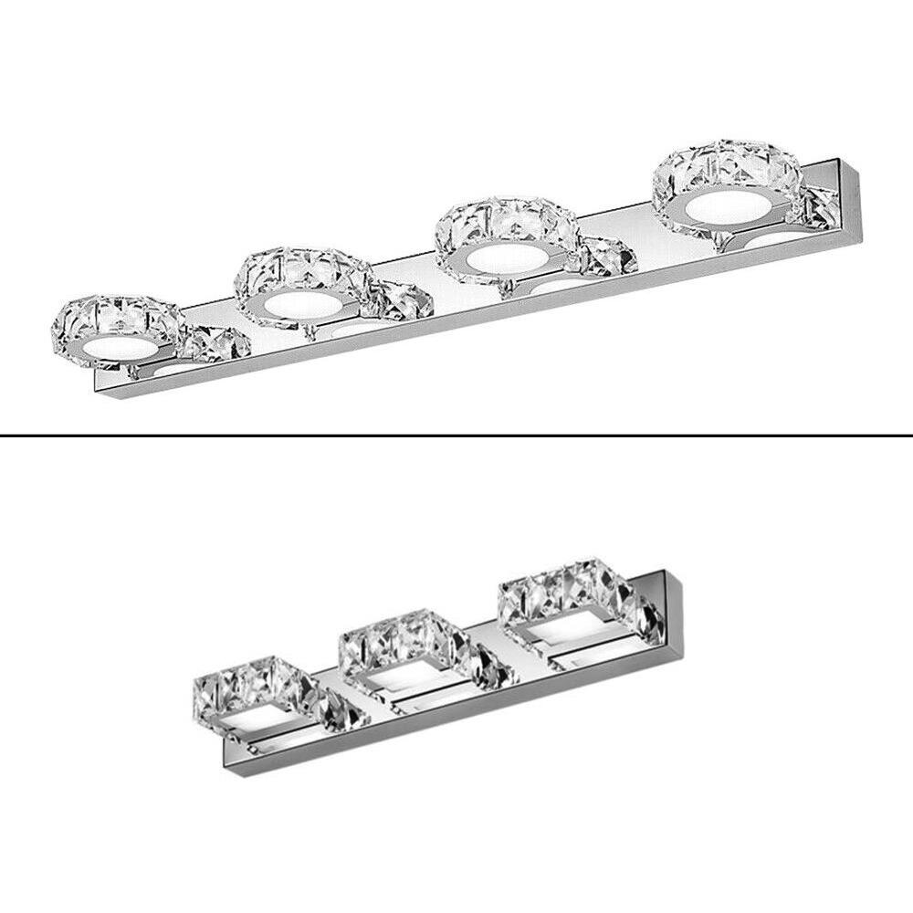 3 Square Lights Modern Bathroom Vanity Light LED Crystal Mirror Front Wall Lamp