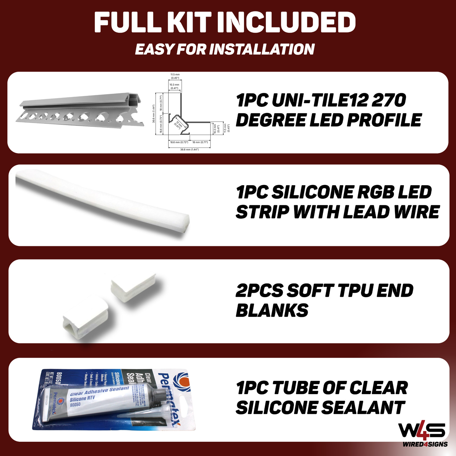 Wired4Signs Nicho Series LED Tile Light Strip Kit Outside Corners 24V Warm White