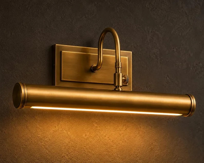 Mid Century Raw Brass Wall Mounted Lamp For Living Room Dining Room Fixture