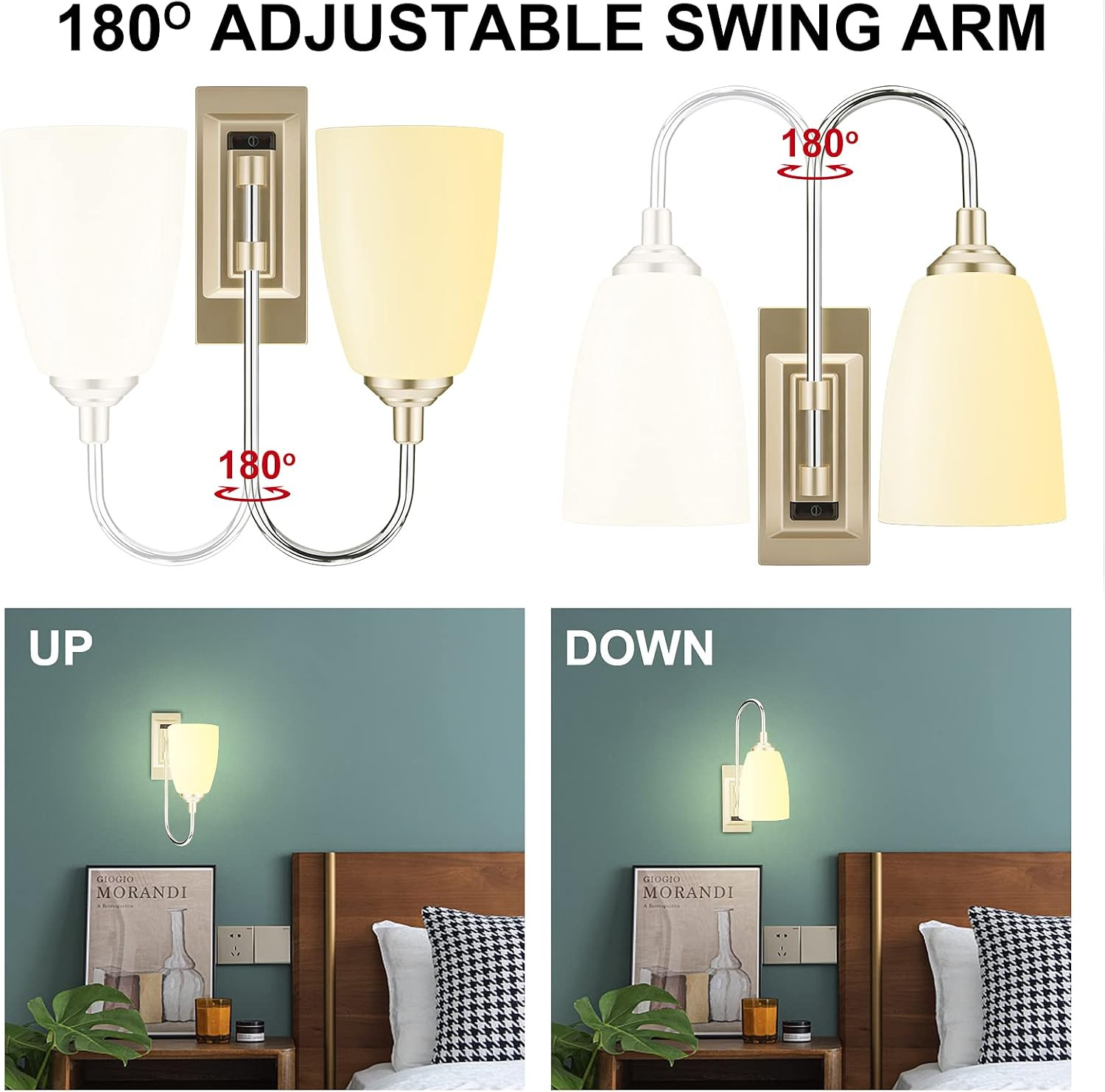 Color Changing Wall Sconce with Dimmer & Timer – 12 Colors, 1 Pack
