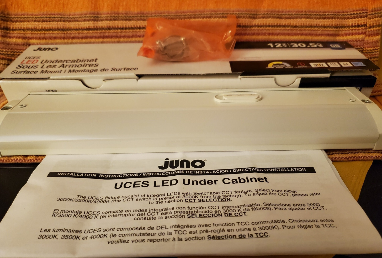 12″ Juno LED Lighting Strip Undercabinet 3 Settings Surface Mount UCES NIB