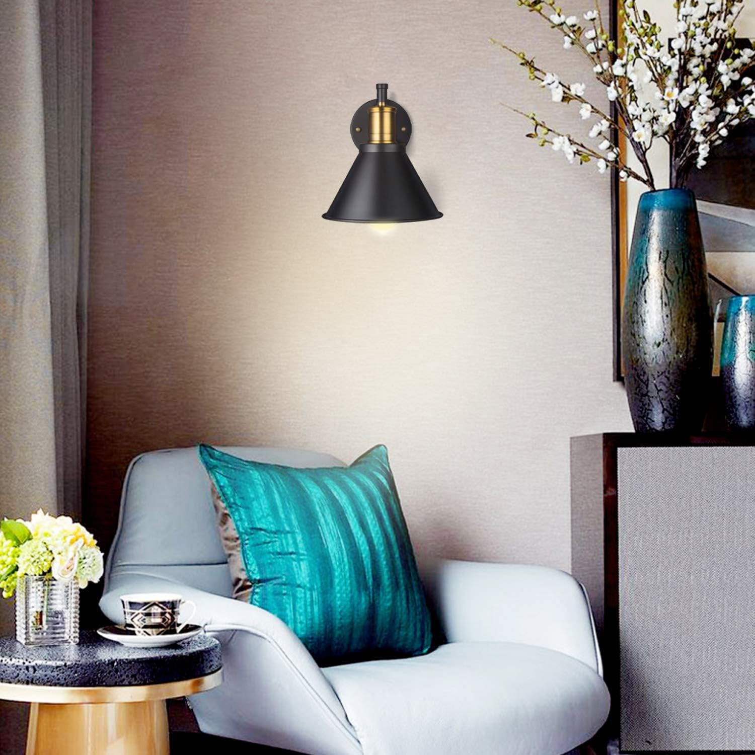 Swing Arm Wall Lamp Plug-In Cord Industrial Wall Sconce, Bronze and Black Finish