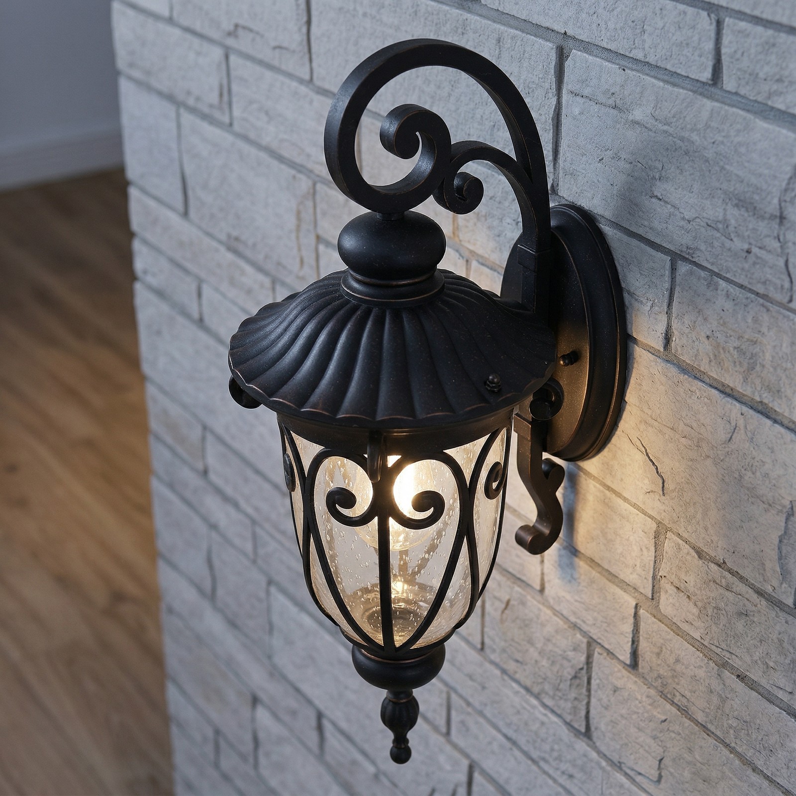 23″ Vintage Outdoor Wall Light Bubble Glass Sconce IP65 Antique Porch Fixture UL