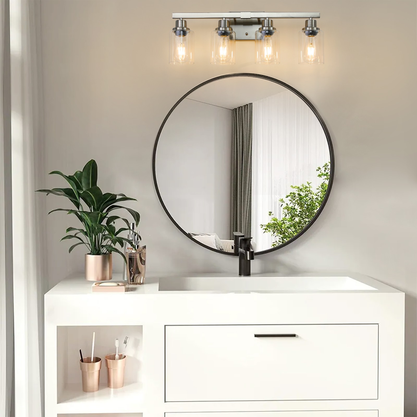 24″ 4 Lights Silver Vanity Light LED Modern Bathroom Mirror Wall Lamp Fixture UL