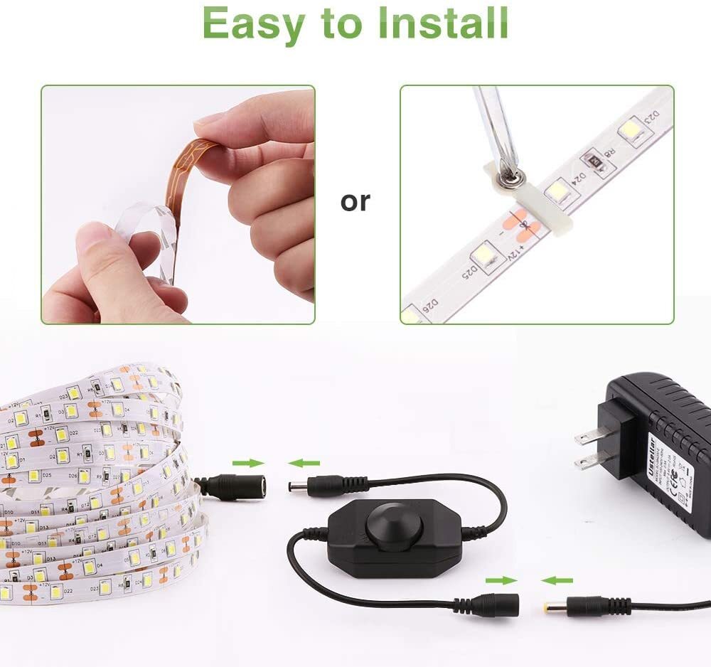 Novostella LED Strip Lights 20-40ft 6m-12m Dimmable Cold White Room Day Lights