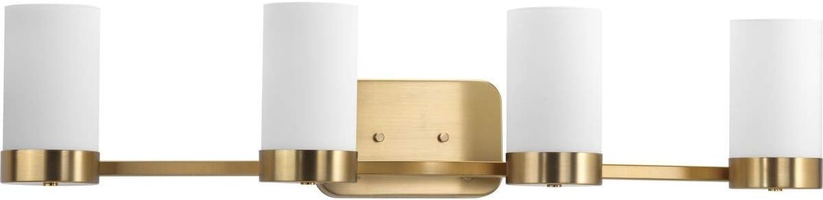 Progress Lighting Elevate 4-Light Brushed Bronze Etched White Glass Vanity Light