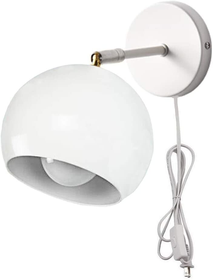 Kiven Metal Plug-in Wall Sconce Light, Eyeball White Lamp