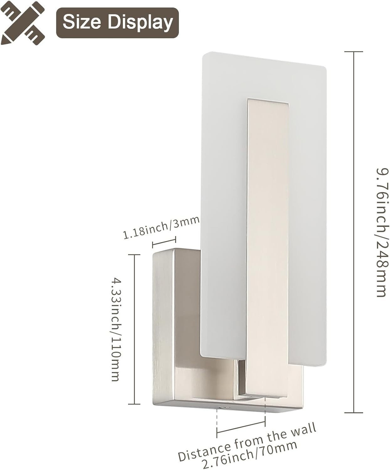 Modern LED Wall Sconce Set of 2, Hardwired 3000K Warm White Light Wall Lights…
