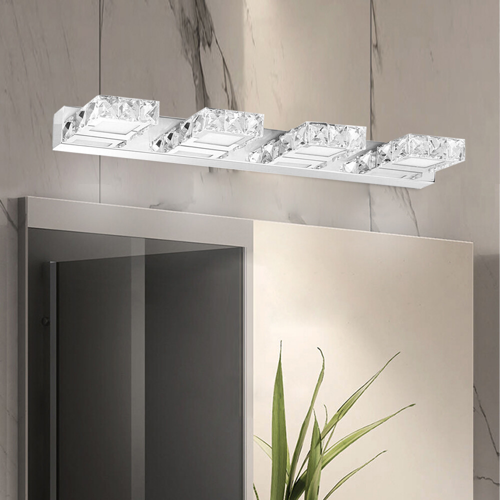 LED 4-Light Bathroom Vanity Light Fixture,Over Mirror Modern Crystal Wall Lamps