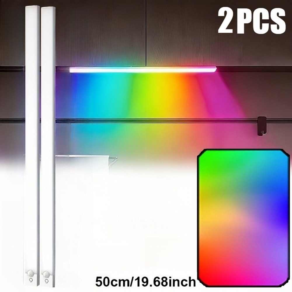 2PCS Rechargeable RGB Motion Sensor Under Cabinet Closet Light USB Kitchen Lamp