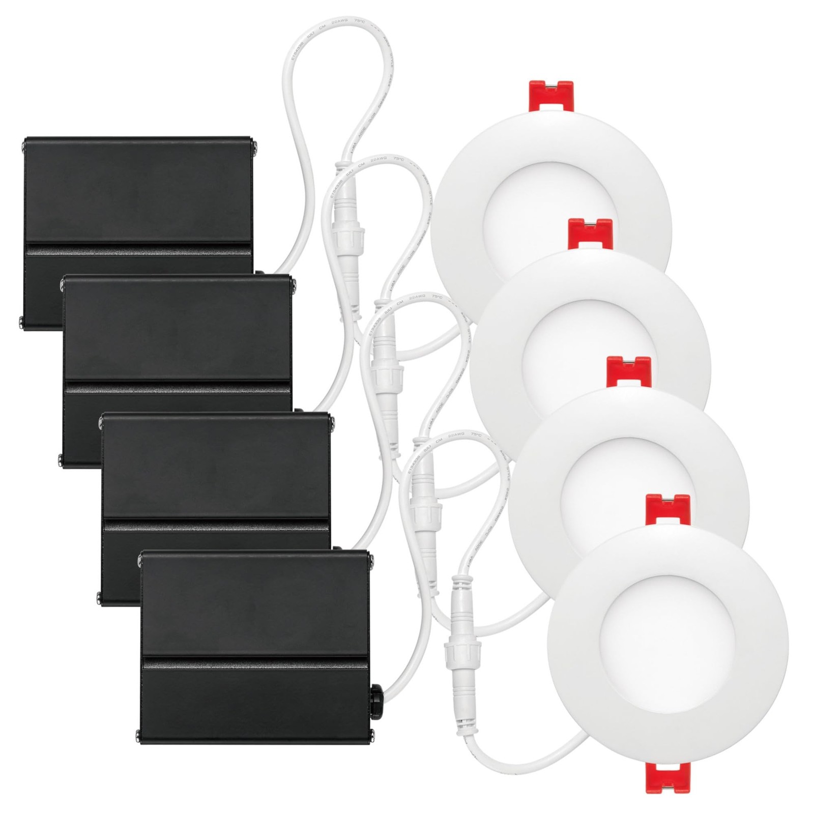 Globe Electric 91125 3″ Ultra Slim LED Integrated Recessed Lighting Kit, 4-Pa…