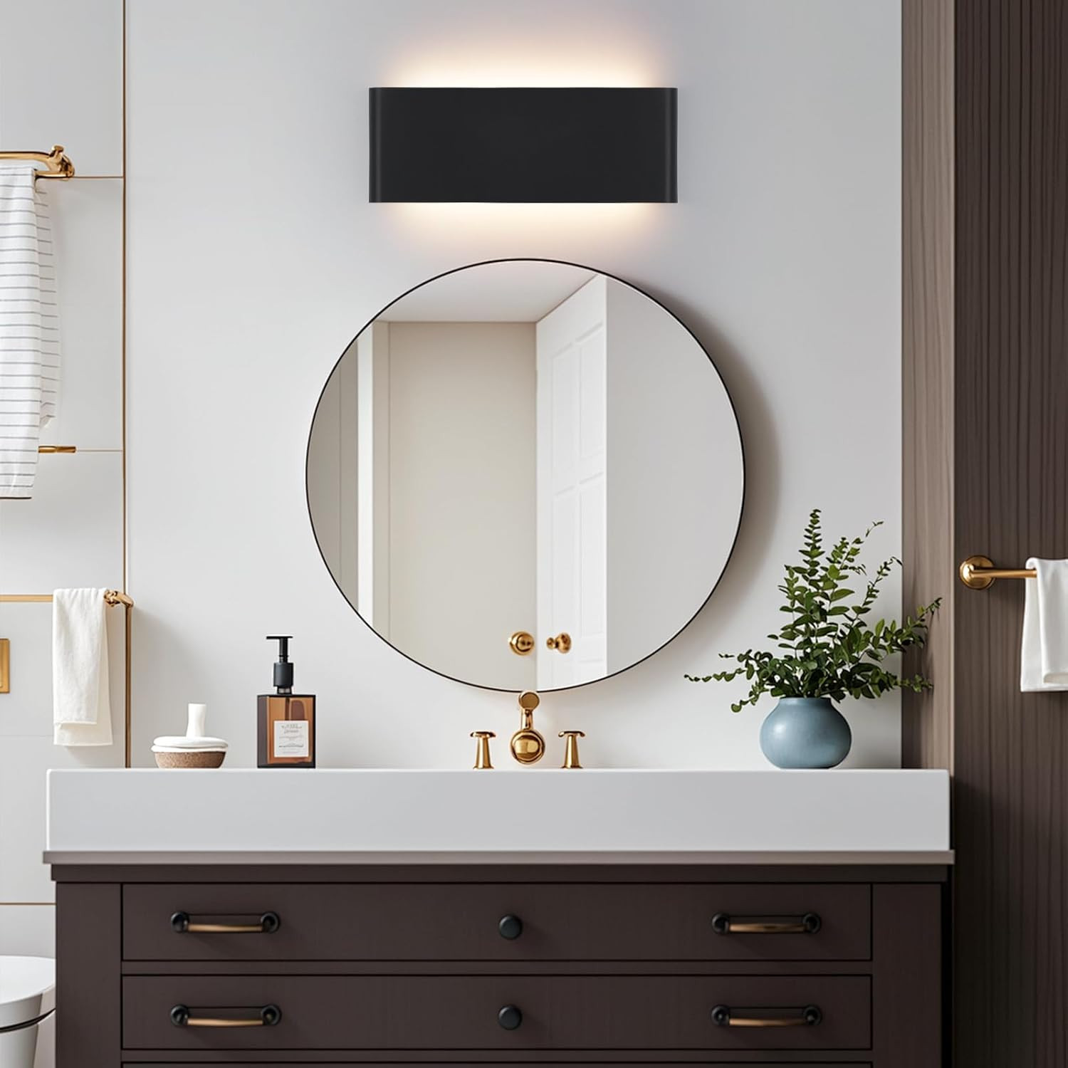 5 CCT Adjustable Dimmable Wall Lamp 24W Modern Black LED Vanity Light