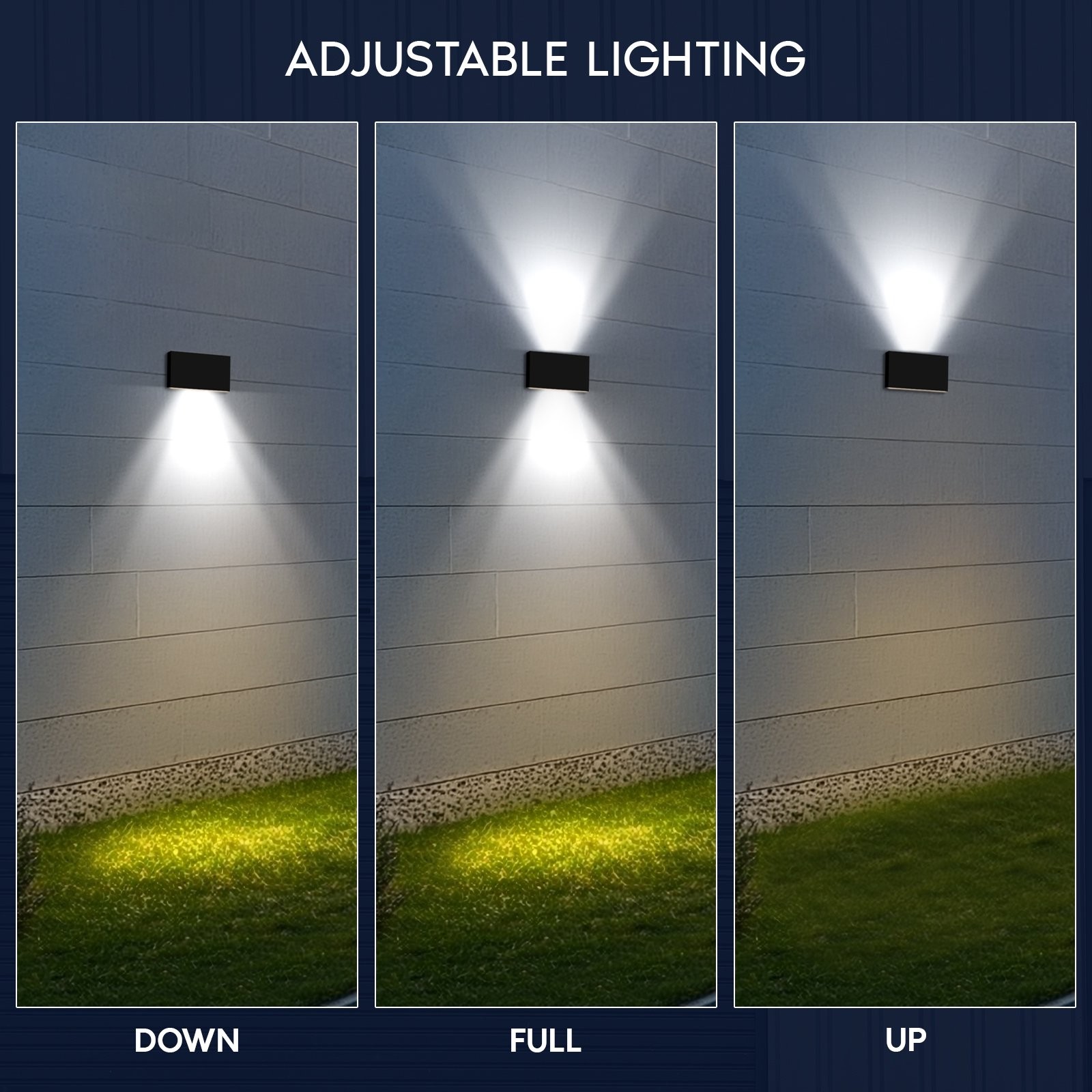 Luxrite 10″ LED Up and Down Wall Light, 5CCT, IP65, Black, 24W, 2000LM, ETL 2PK
