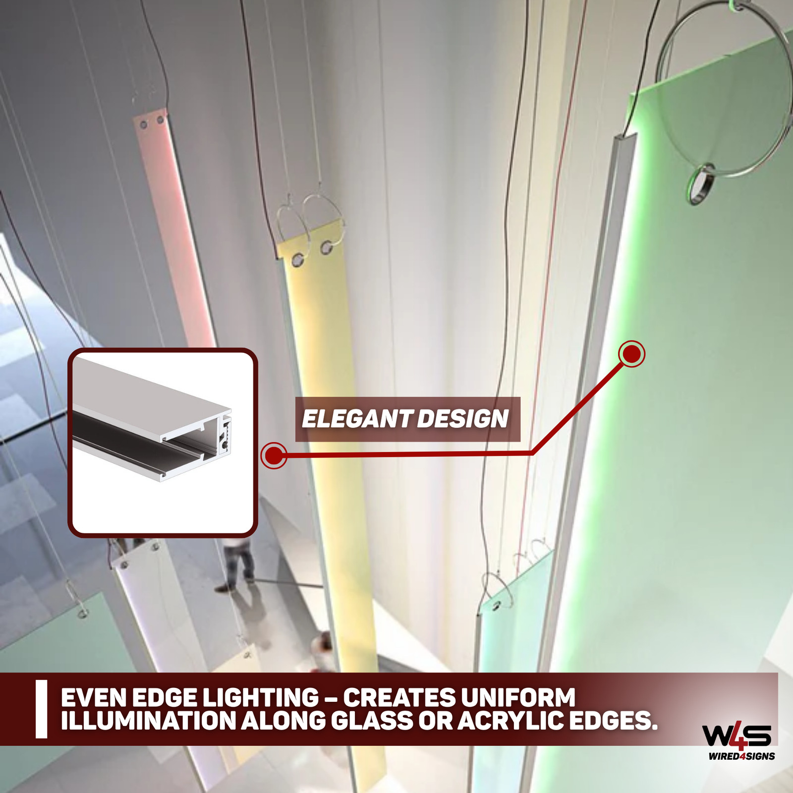 Wired4Signs LED Channel Extrusion Klus KRAV-810 Edge-lit Glass Panels Aluminum