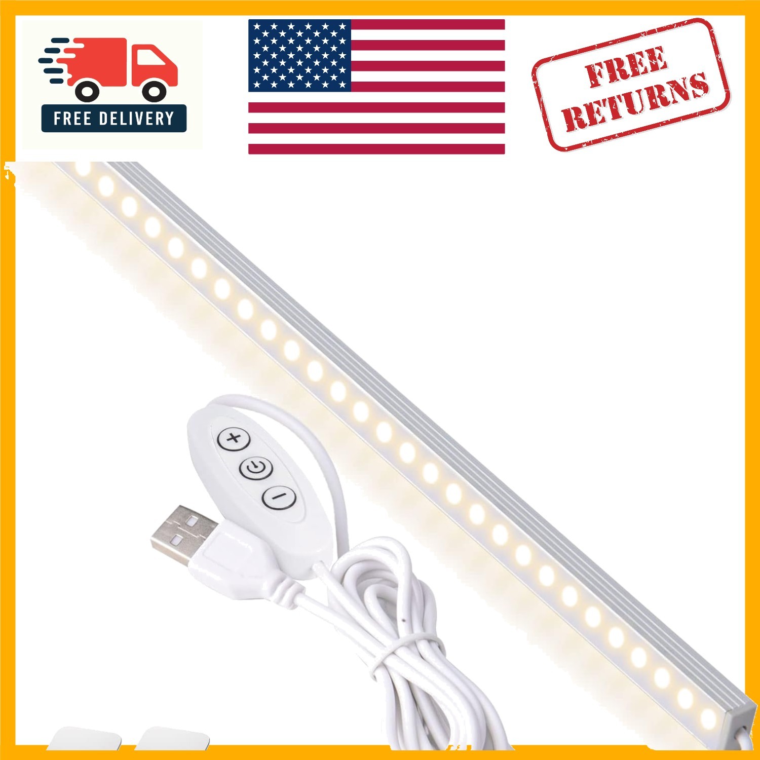 USB-Powered 12″ Dimmable LED Strip Light with Magnetic Mount – Ultra-Slim Design