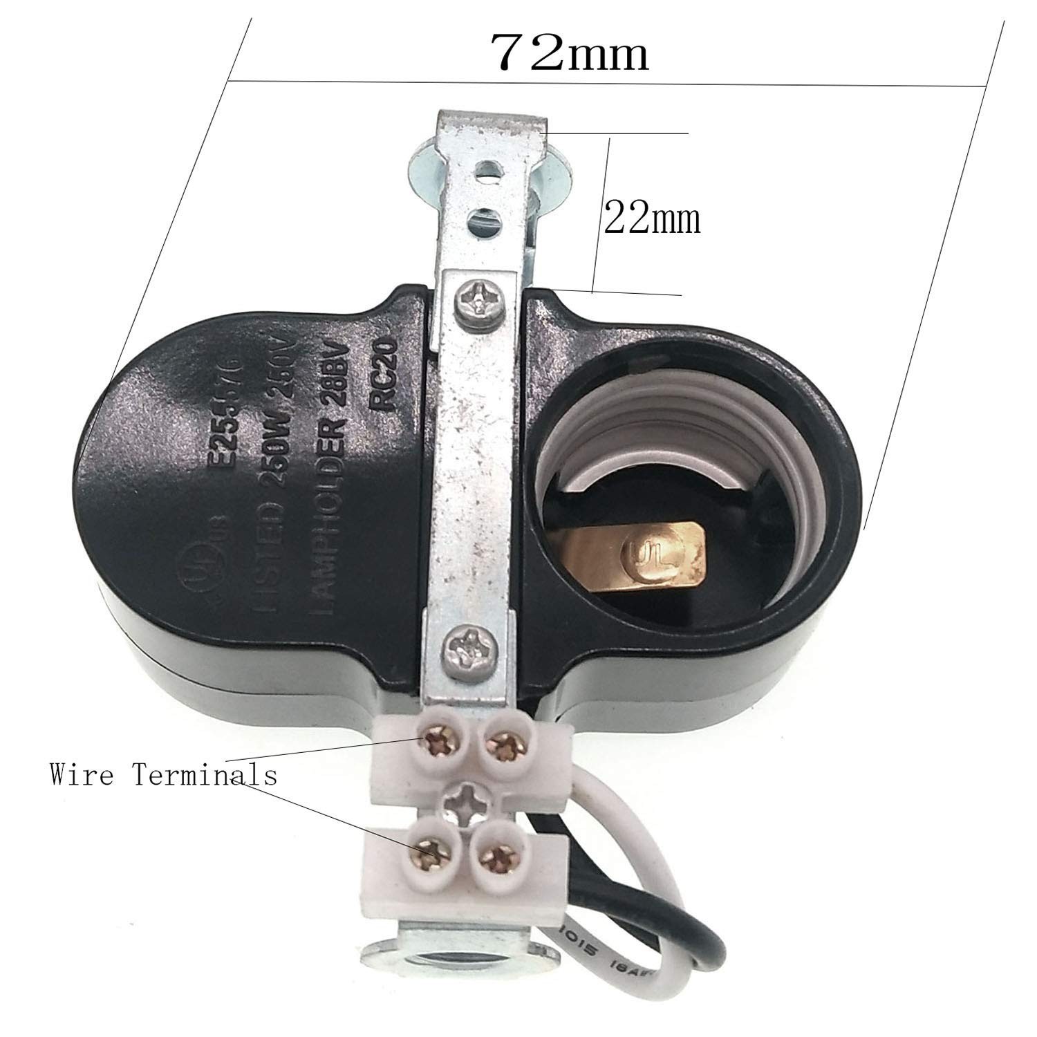 Medium Base E26 Double Light Fixture Socket,Phenolic Standard Base Twin Clust…