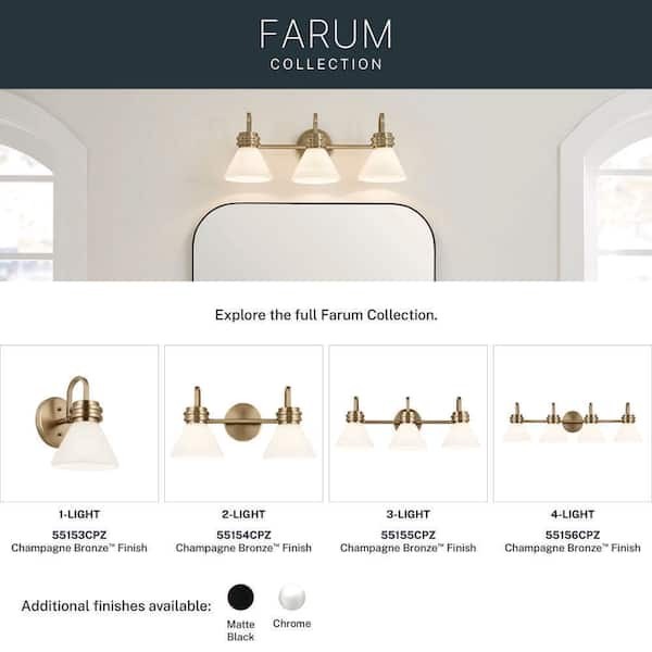 KICHLER 55155 Farum 26 in. 3-Light Champagne Bronze Modern Bathroom Vanity Light