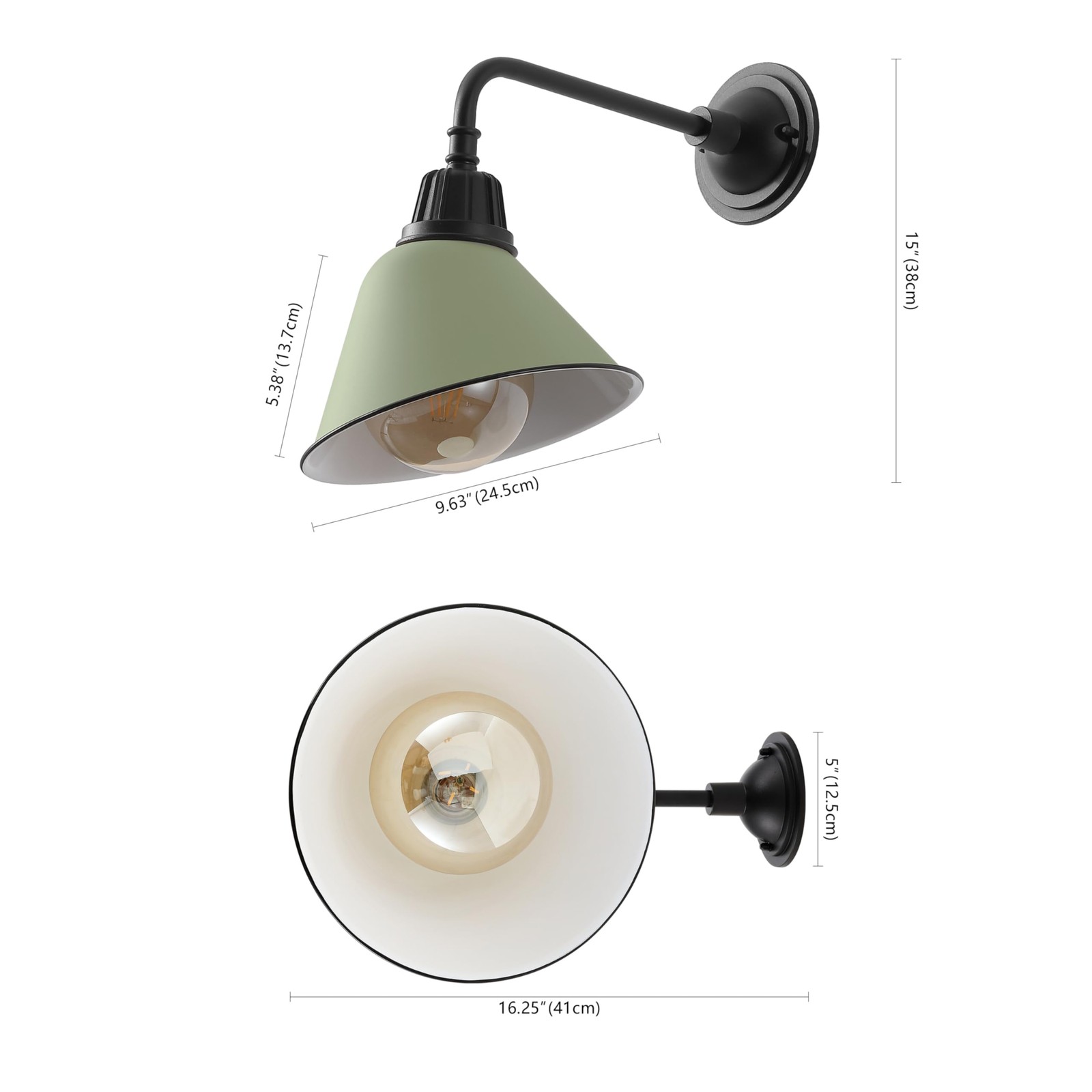 JONATHAN Y 9.63″ Matte Olive Green/Black Kitchen, LED Bulb Included (JYL7612I)