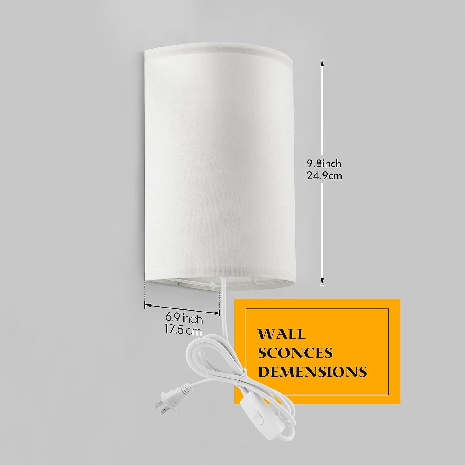 Plug in Wall Sconce Industrial Wall Lamp W/ Plug in Cord 3 Color Set of Two