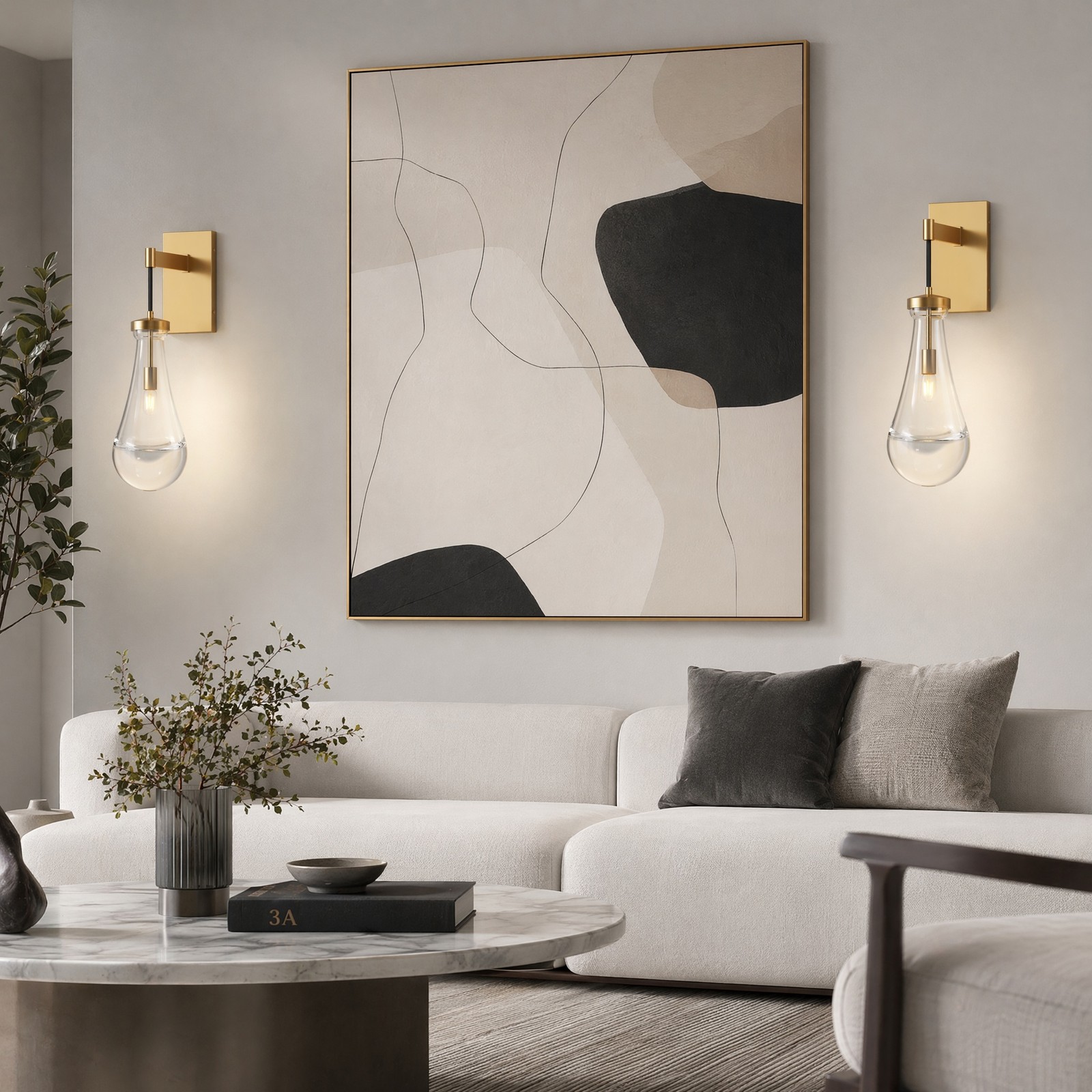 2 Pack 18» LED Wall Light Indoor Raindrop Glass Dimmable Sconce Gold Fixture