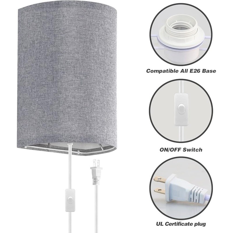 Plug In Wall Sconce Set of 2 3 Color Modes Energy Saving Indoor Lighting New