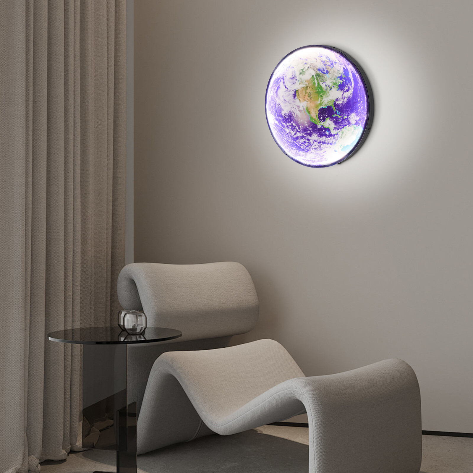 Led Earth Wall Lamp Light Round Fixture Wall Sconce Modern Bedroom Home Decor
