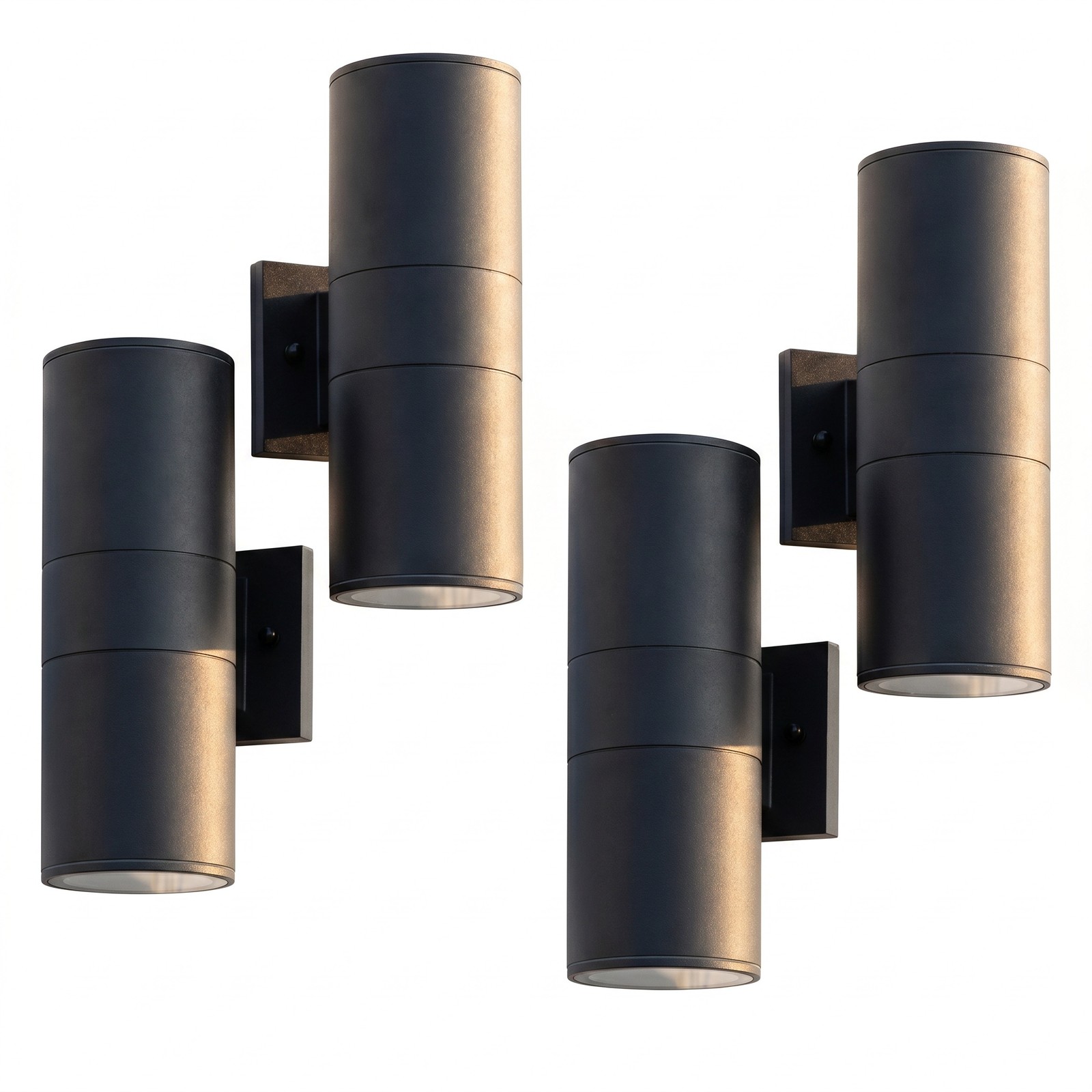 4 Pack 12 inch Porch Modern Black Metal Outdoor Wall Light Sconce Mount Fixture