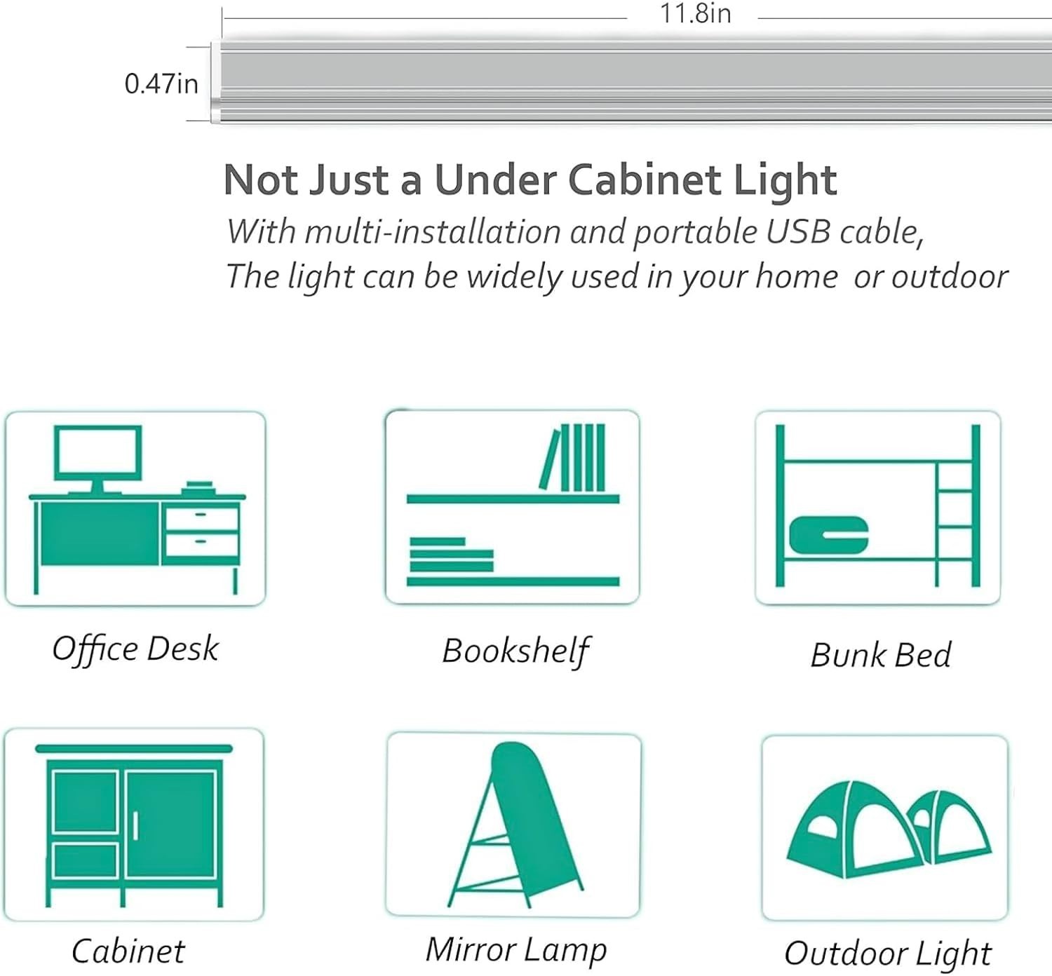 Under Cabinet Led Lighting, 12 Inch Light Strip Bar, Cool White 6000K Dimmabl…