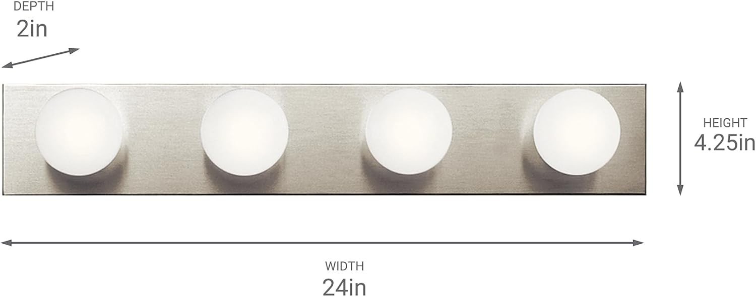 KICHLER 24 in. 4-Light Brushed Nickel Traditional Vanity Light