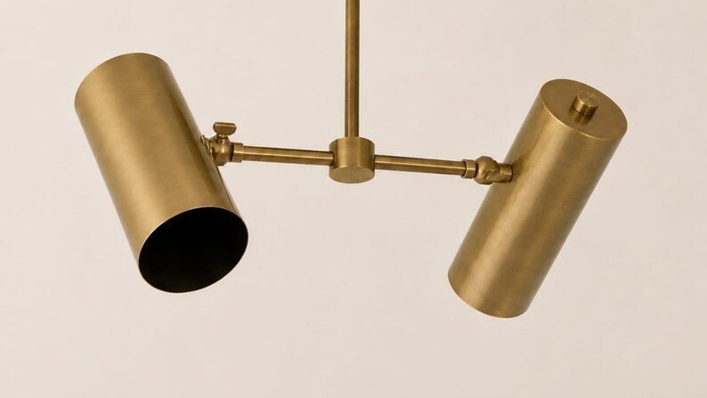 Mid Century Modern Dual Shade Brass Wall Scone – Adjustable Semi Flush Mount
