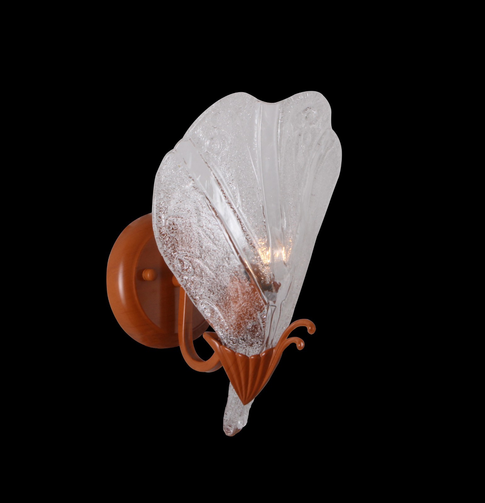 1-Light Art Deco Wall Sconce With Frosted Glass Flower Shade Light Wood Finish