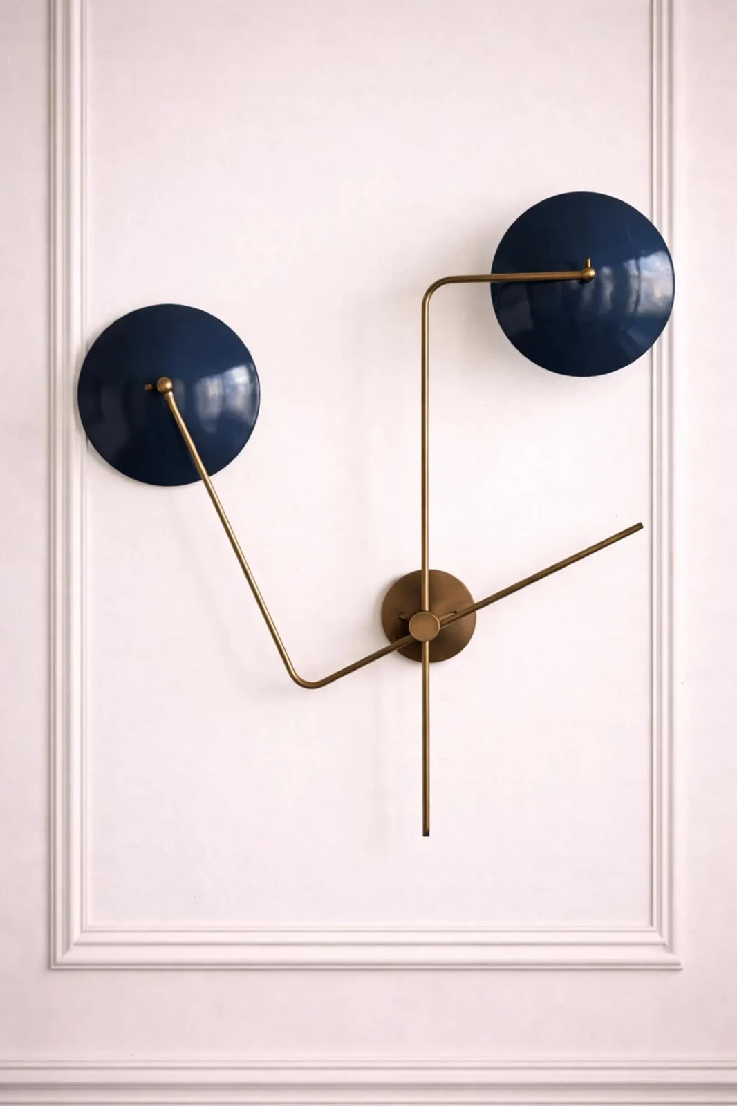 Handmade Modern Brass Wall Sconce | Enamel 2 Shade Adjustable Light